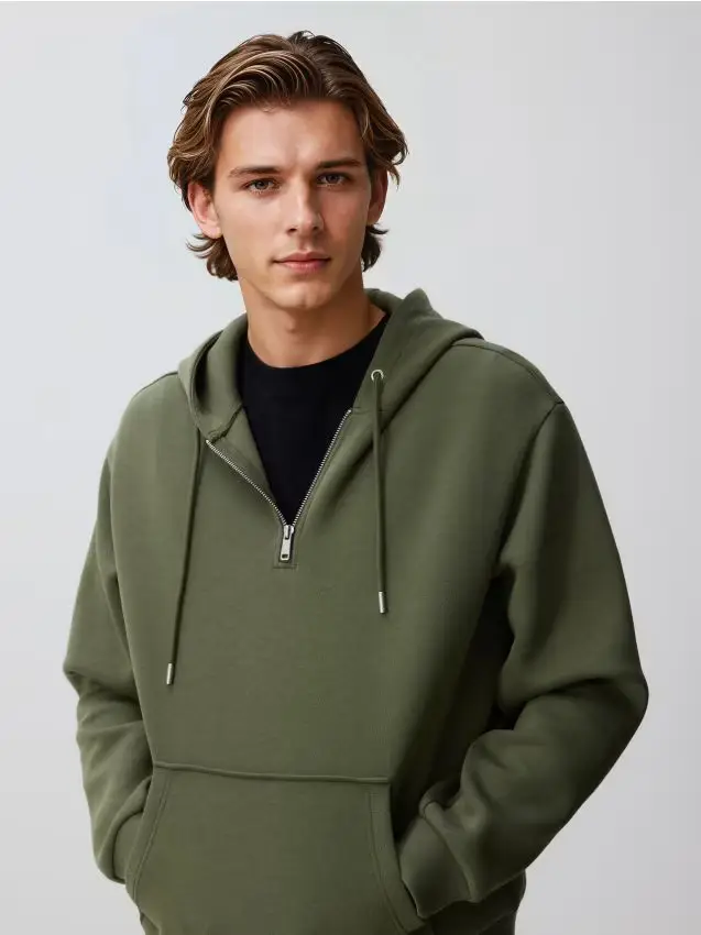 Felpa con cappuccio - verde polveroso