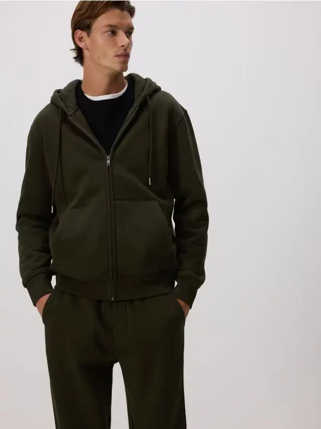 Felpa con cappuccio - verde scuro