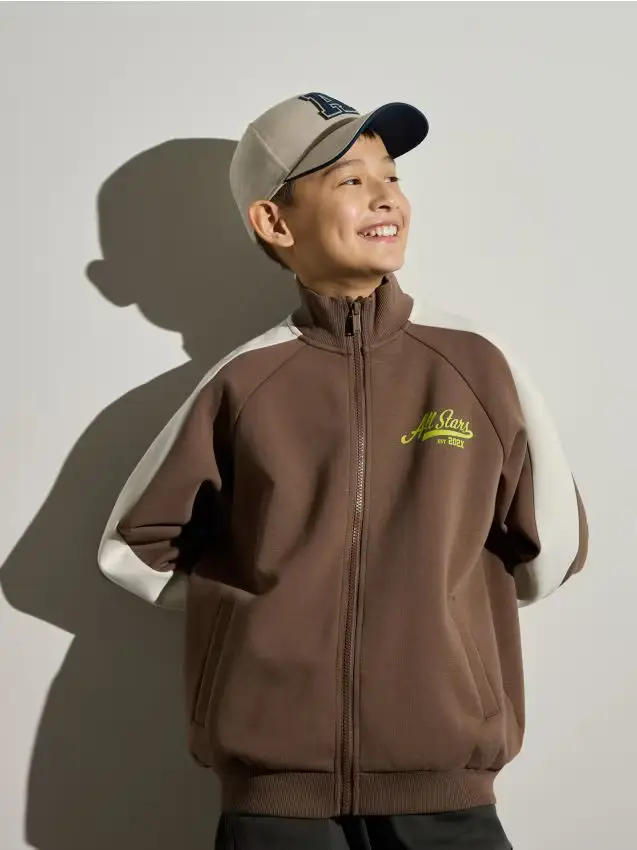 Felpa con chiusura a zip - marrone