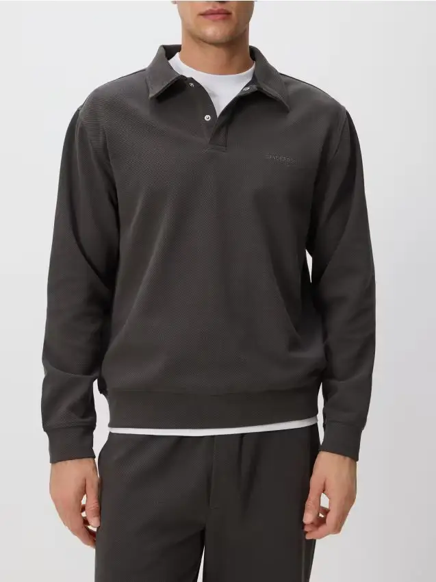 Felpa con collo - grigio scuro