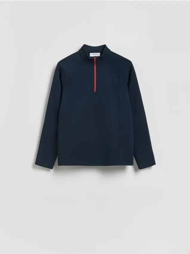 Felpa con collo rialzato - blu scuro