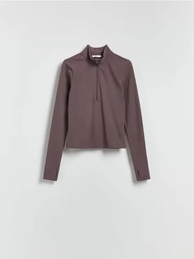 Felpa con collo rialzato - marrone