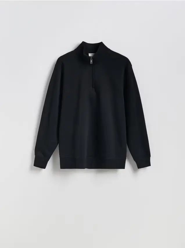 Felpa con collo rialzato - nero