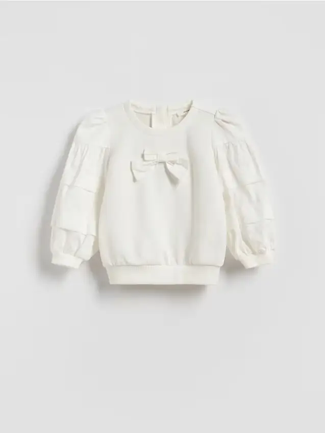 Felpa con maniche a sbuffo - panna