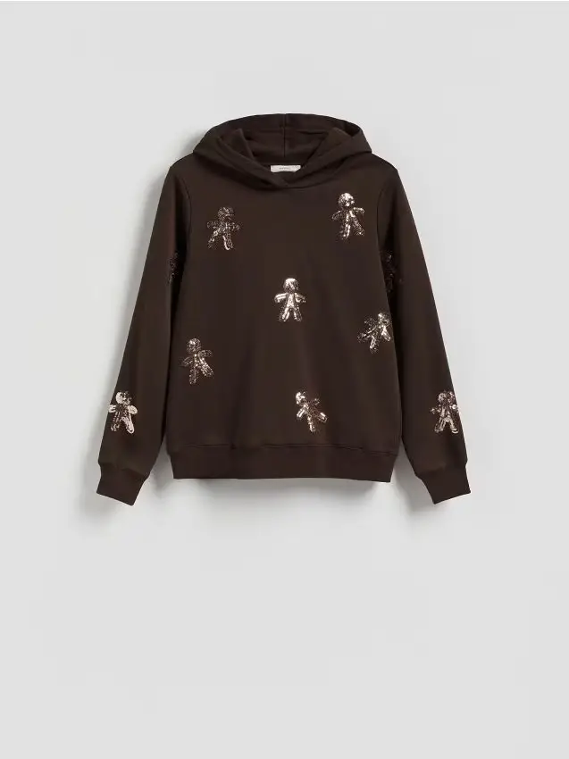 Felpa con motivo natalizio - marrone scuro