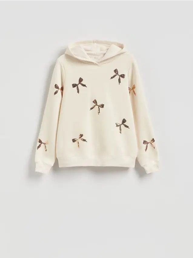 Felpa con motivo natalizio - panna