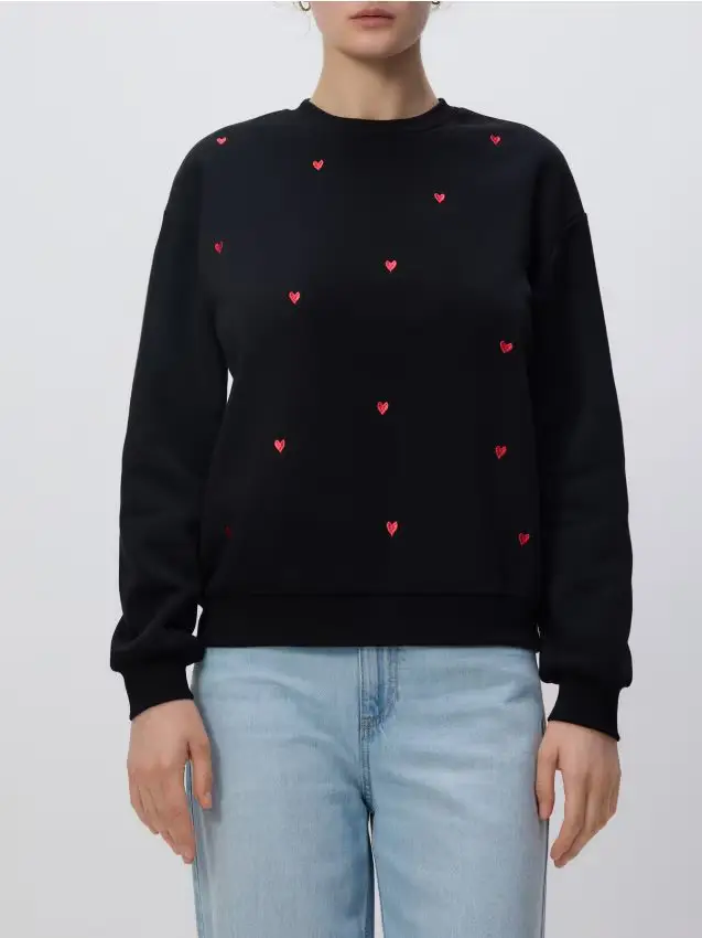 Felpa con ricamo delicato - multicolore