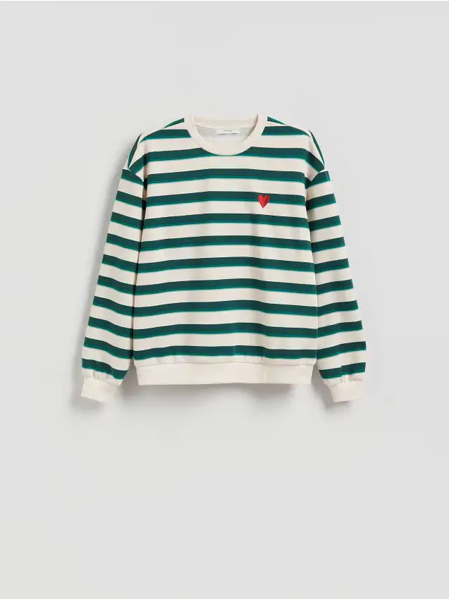 Felpa con ricamo delicato - verde scuro