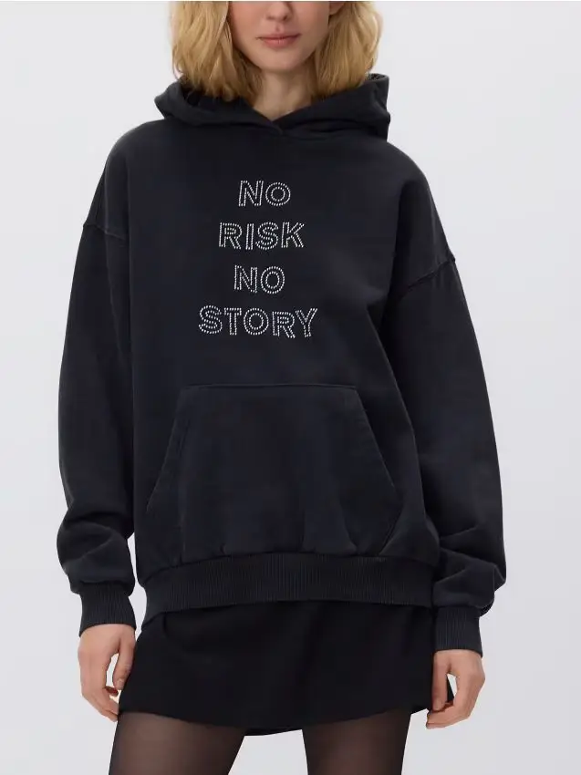 Felpa con scritta stampata - nero