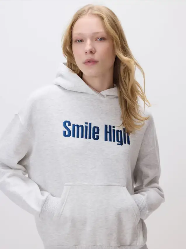 Felpa con slogan - grigio chiaro