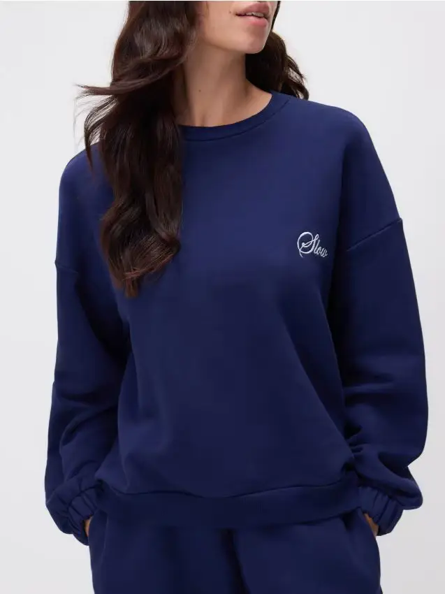 Felpa con stampa - blu scuro