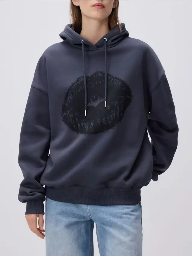 Felpa con stampa - grigio scuro