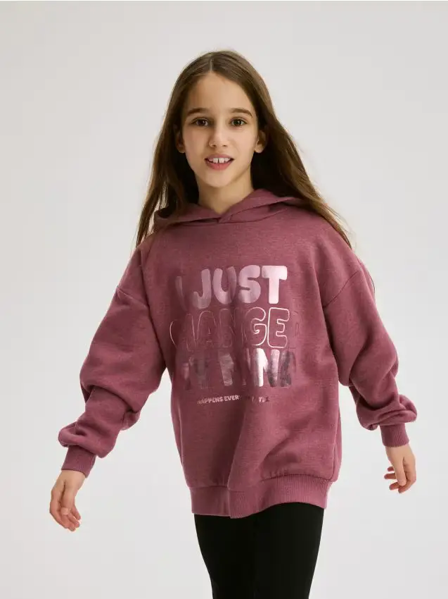 Felpa con stampa metallizzata - malva