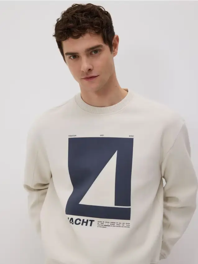 Felpa con stampa - panna