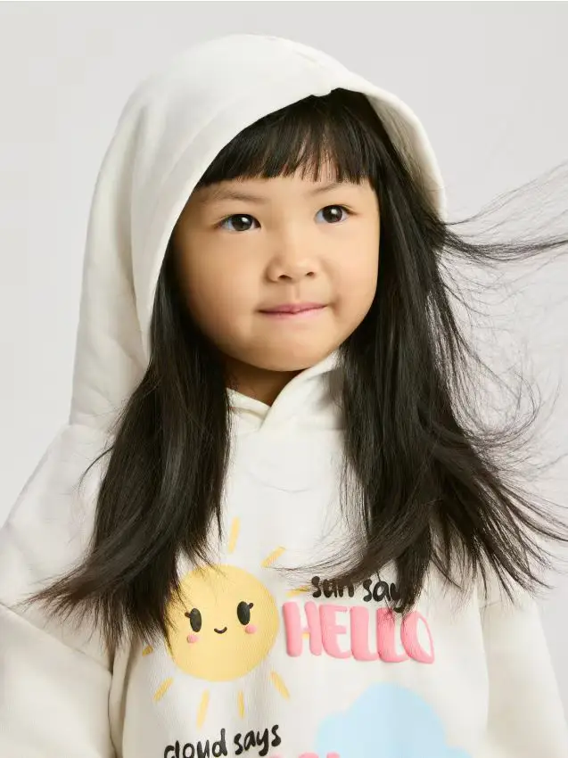 Felpa con stampa - panna