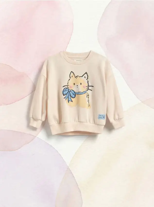 Felpa con stampa - panna