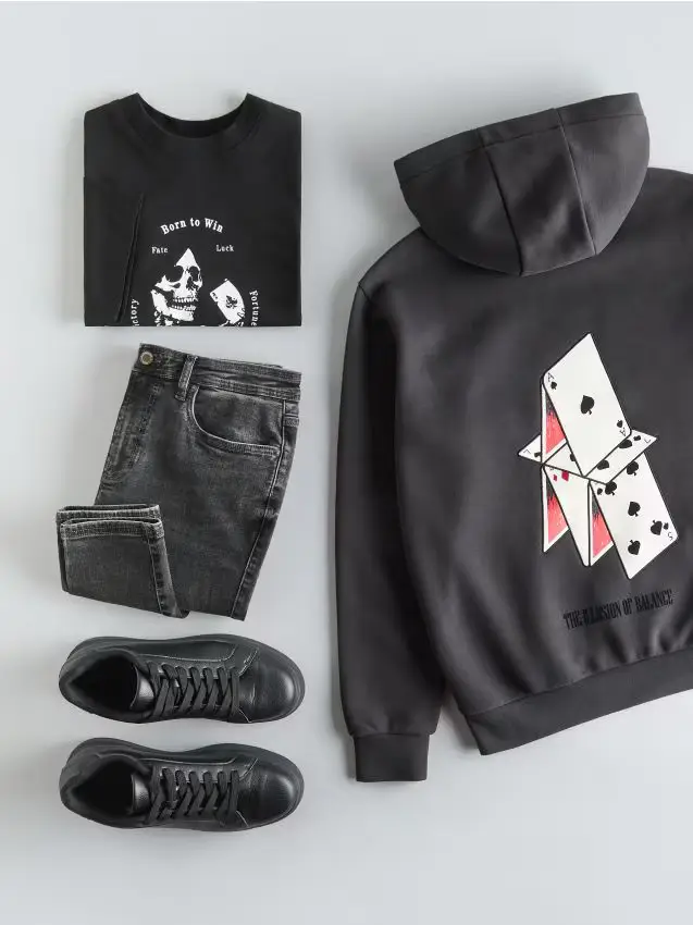 Felpa con stampa sulla schiena - antracite