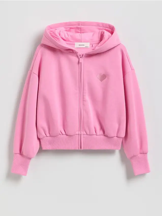 Felpa con zip e ricamo Boffie & Poko - rosa