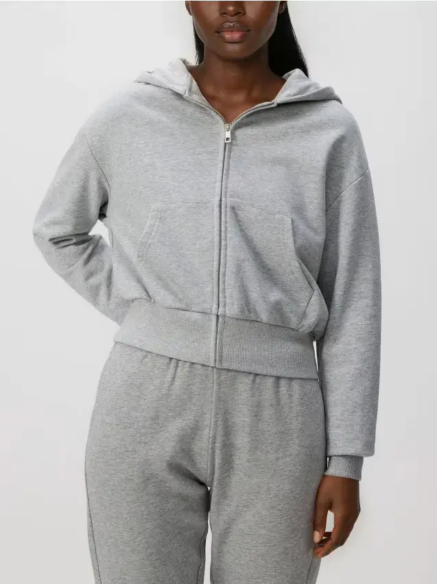 Felpa con zip - grigio chiaro