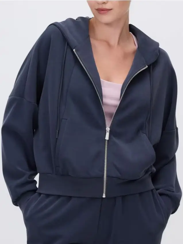 Felpa con zip in modal - blu scuro