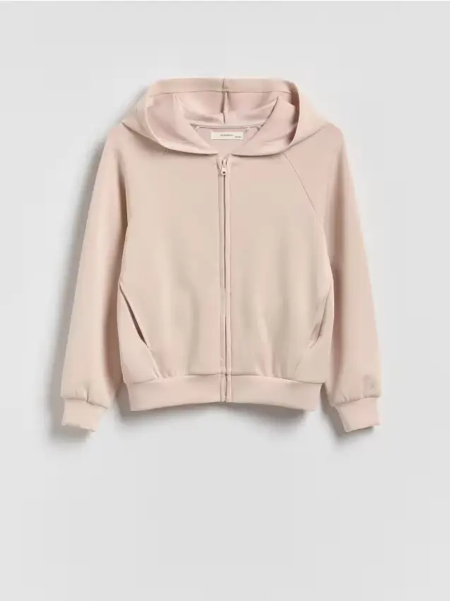 Felpa con zip in modal - caffè