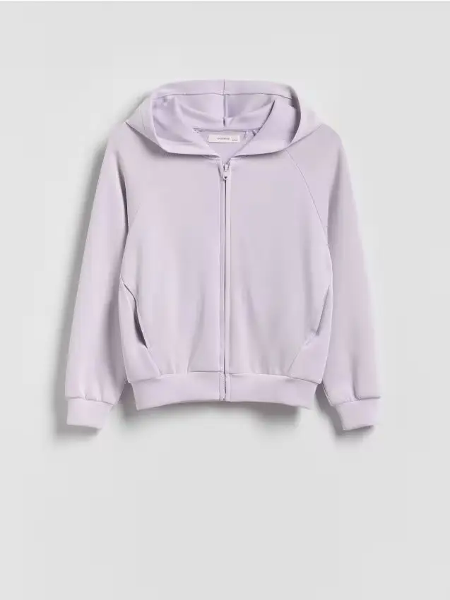 Felpa con zip in modal - lavanda