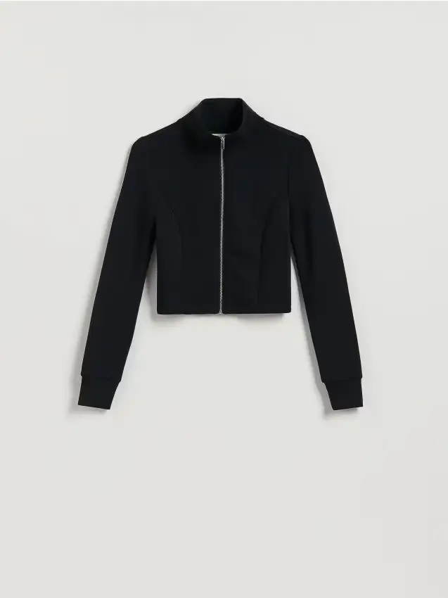 Felpa con zip in modal - nero