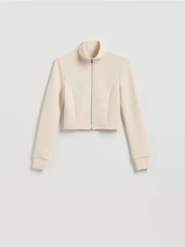 Felpa con zip in modal - nude