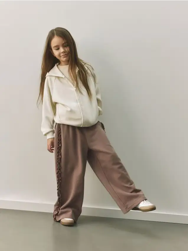 Felpa con zip in modal - panna