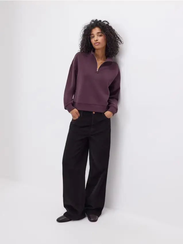 Felpa con zip - viola scuro