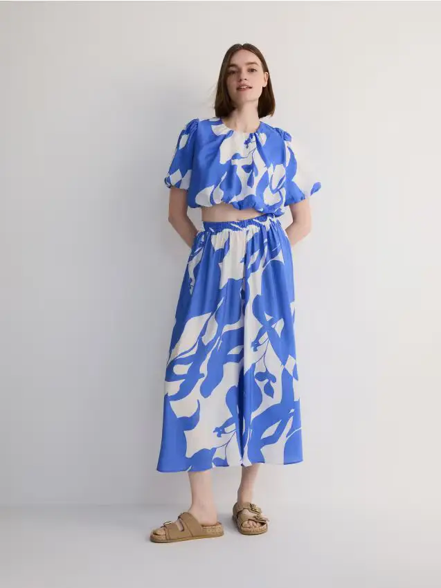 Felpa corta in modal - blu