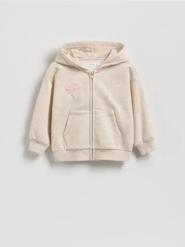 Felpa da jogging con zip e cappuccio - beige