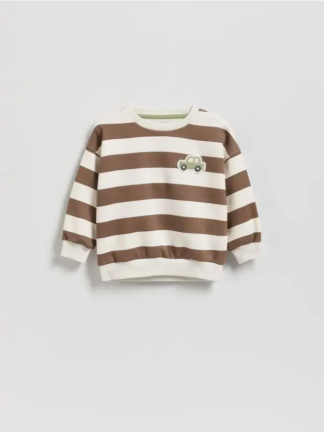 Felpa in cotone a righe - panna