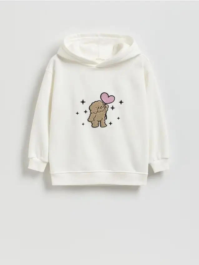 Felpa in cotone con applicazione Boffie & Poko - panna