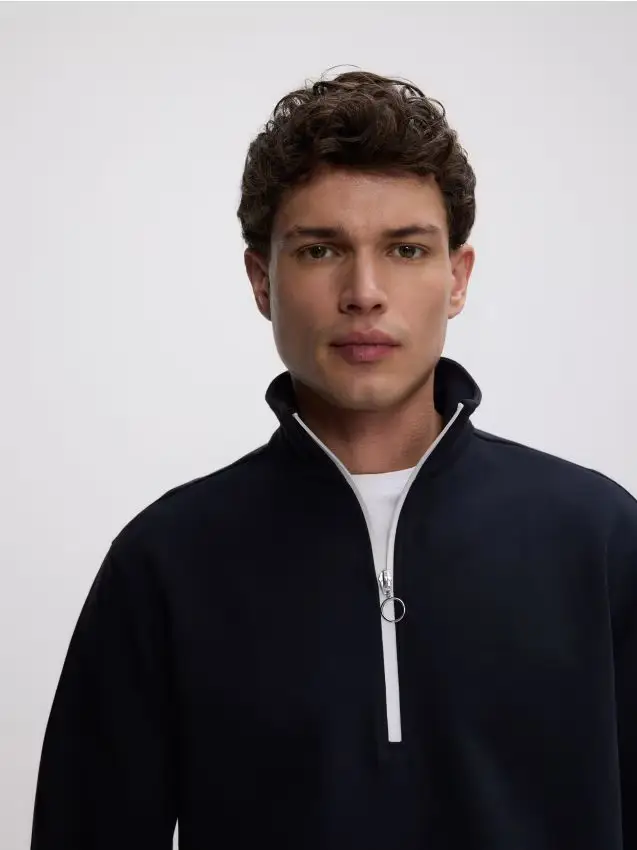 Felpa in cotone regular fit - blu scuro