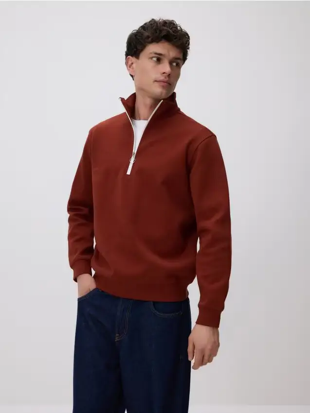 Felpa in cotone regular fit - maroon