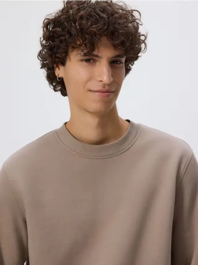 Felpa in misto cotone semplice - beige