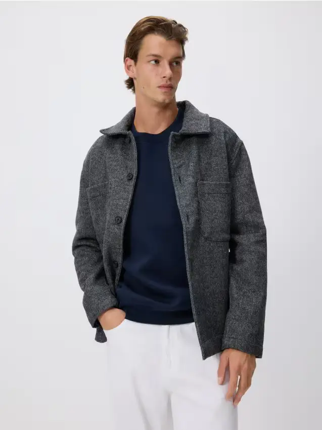 Felpa in misto cotone semplice - blu scuro