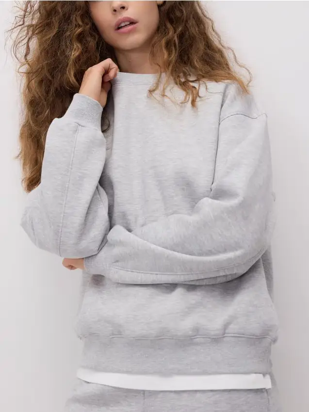 Felpa in misto cotone semplice - grigio chiaro