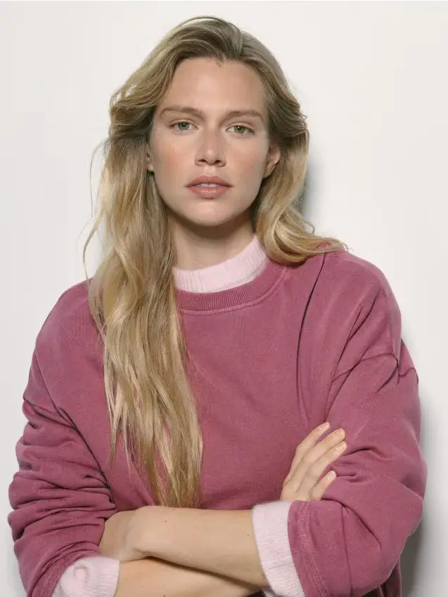 Felpa in misto cotone semplice - malva