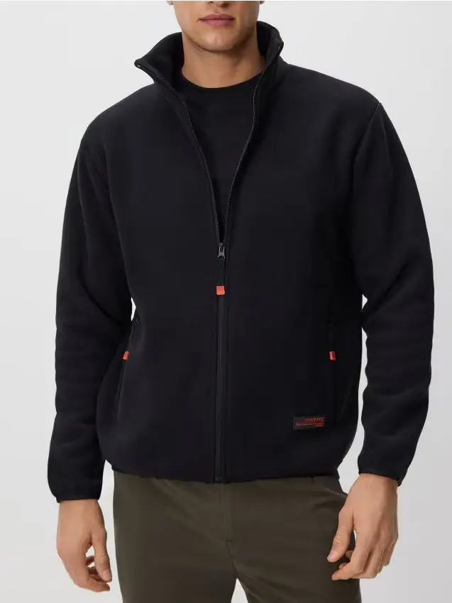 Felpa in pile con colletto rigido - nero