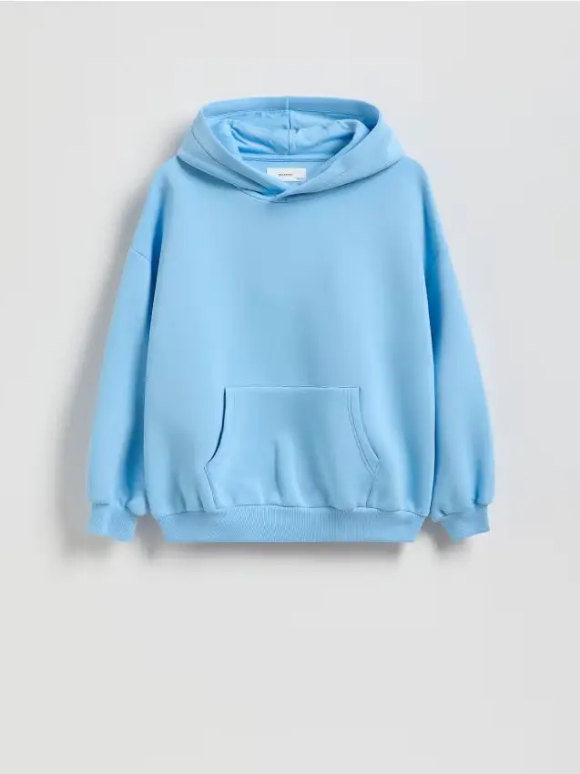 Felpa interlock con cappuccio - blu pallido