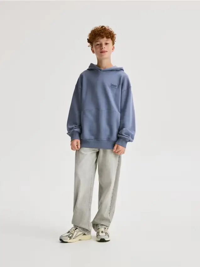 Felpa oversize con cappuccio - blu scuro