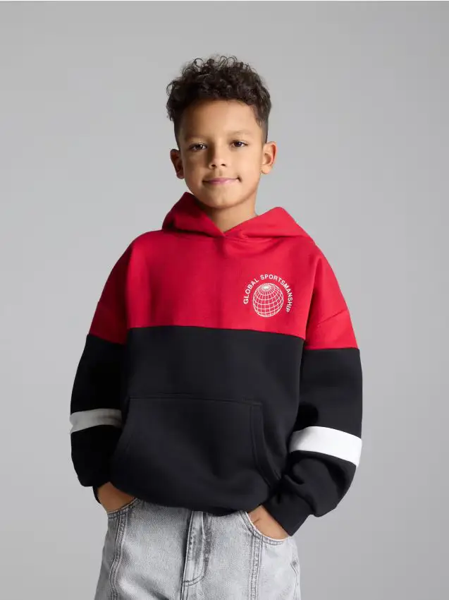 Felpa oversize con cappuccio - rosso