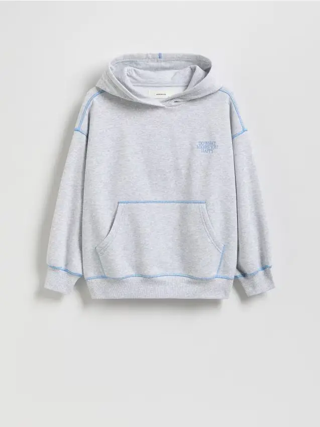 Felpa oversize con dettagli ricamati - grigio chiaro