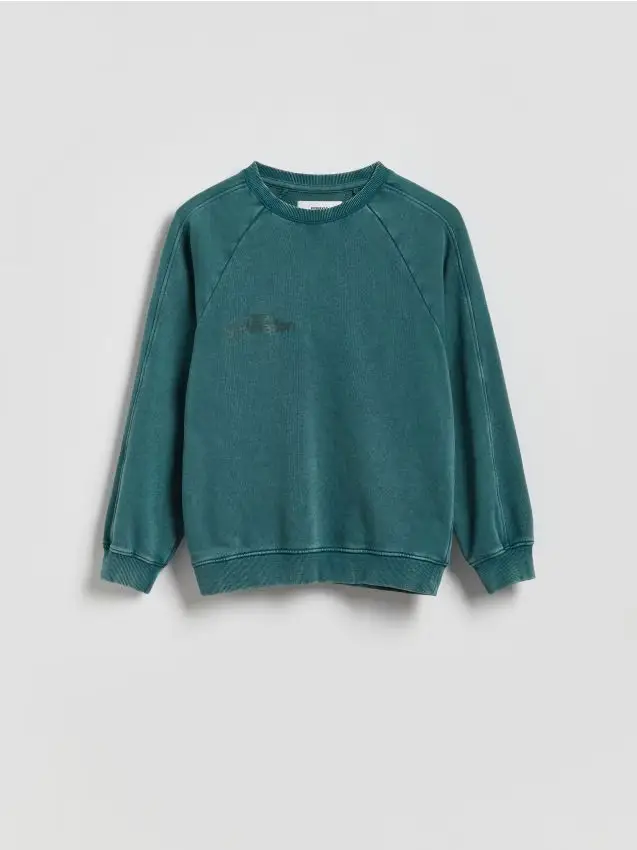 Felpa oversize con effetto slavato - verde petrolio