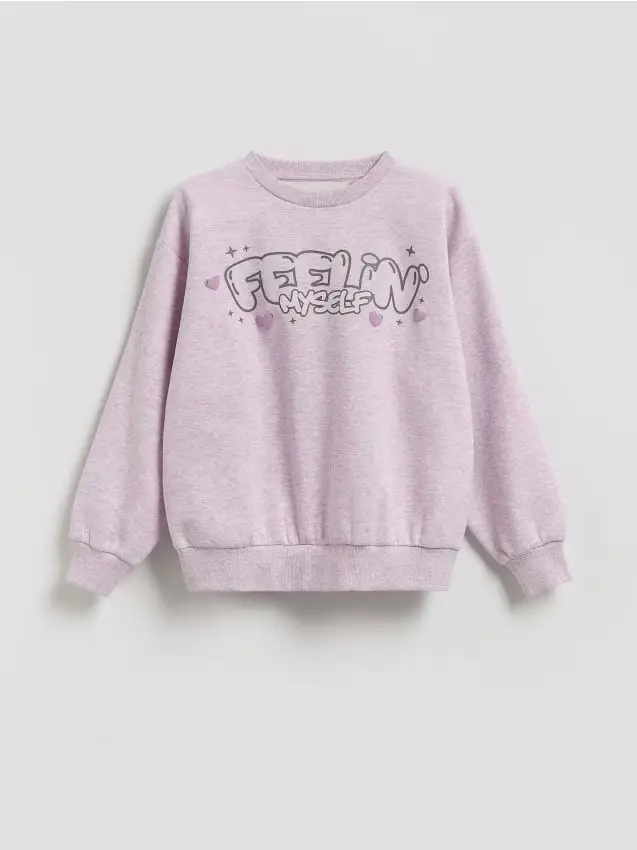 Felpa oversize con scritta - lavanda