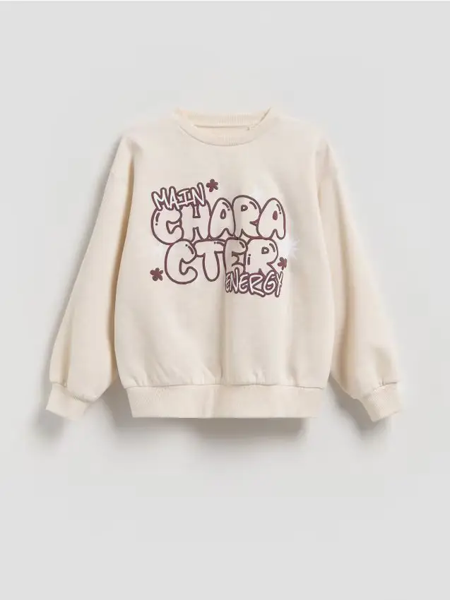 Felpa oversize con scritta - nude