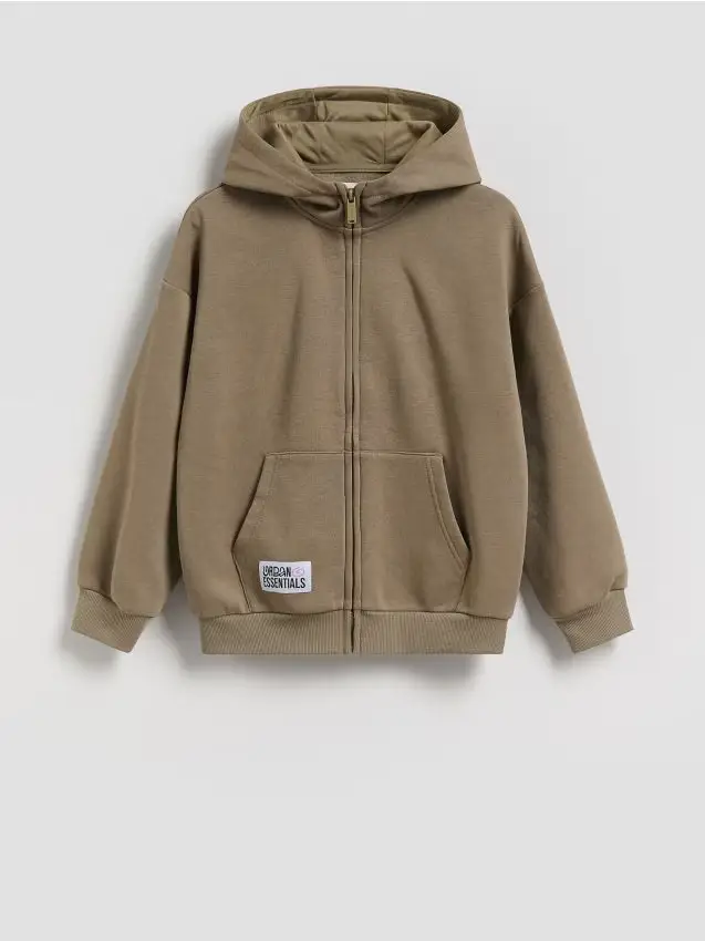 Felpa oversize con zip - verde oliva chiaro