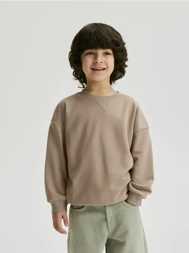 Felpa oversize stampata - beige